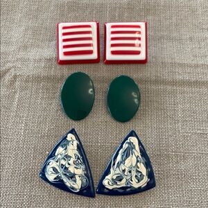 Vintage Earring lot with Geometric and Swirl Designs